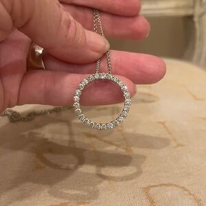 Diamond Circle Pendant Necklace - White Gold